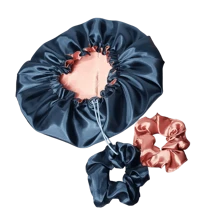 Double-Sided Satin Cap With Anti-Frizz Regulator + Scrunchie Hair Tie - 銅色 - 查看 2