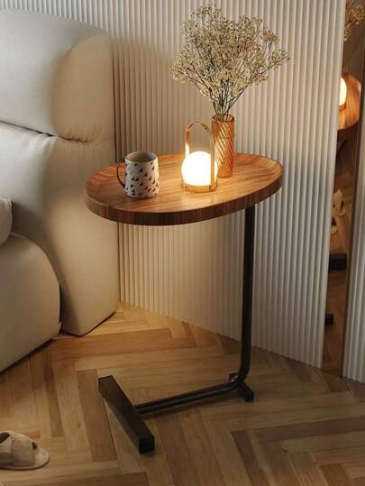 1 masă laterală mobilă cu raft de canapea, măsuță rotundă de cafea pentru sufragerie, suport mic de depozitare pentru terasă, robust