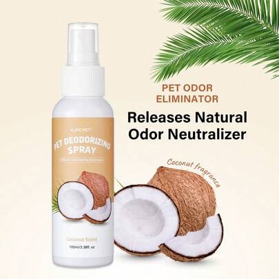 PETSIN Coconut Dog Perfume Spray Long Lasting | Naturally Derived Odor Removing Pet Deodorizing Spray | Cat Friendly | 3.38 Fl Oz.