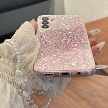 1 Pc Galaxy Glitter Star Decor Bracelet & Phone Case Compatible With Apple And Android Phones, For Women And Girls Waterproof Shockproof Anti-Fall Scratch Resistant - Pink - View 3