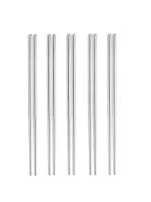 1/5 双不锈钢筷子防滑寿司筷子适合家庭、餐厅、酒店和节日礼物圣诞礼物 - 彩色 - 查看 8