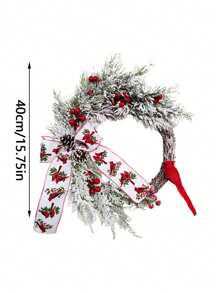 1 Stück Weihnachtskranz, Roter Kardinal Vogel Landhausstil Kranz Heim Wanddekoration, Künstlicher dekorativer Kranz für Haustür, beste Geschenke Heim Dekoration Weihnachtsdekorationen Raumdekoration Winter