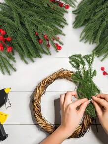 10 CHIẾC Cành cây thông lá nhân tạo Cây xanh lá thông lá nhân tạo Giáng sinh Norfolk Cành thông DIY Trang trí Thích hợp cho Giáng sinh trong nhà và ngoài trời Vườn cây thông Noel Trang trí bình hoa tại nhà ﻿ - 10 chiếc lá thông - Xem 4