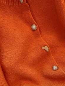 女士时尚宽松针织开衫毛衣春秋季泡泡袖