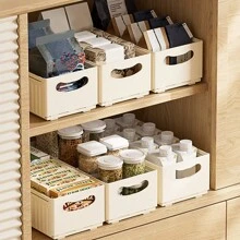 Contemporary Plastic Expandable Kitchen Cabinet Organizer Bins - Pull-Out Storage Boxes With Handles For Snacks, Spice Jars, And Home Organization Can Store Underwear, Cd, Remote Control, Socks, Magazines, Stationery, Mobile Phone, Paper Towels, Extensive, Cosmetics, Bra, Medicine, Toys, Sundries Specifications Large Size Room Decor Home Decor Fall Decor Bedroom Decor  Halloween Decor,Room Decor,Christmas Decorations, Halloween, Halloween Decorations,Christmas, Halloween Decor,Christmas Decor,Fall Decor,Christmas Decor,Storage,Organizer