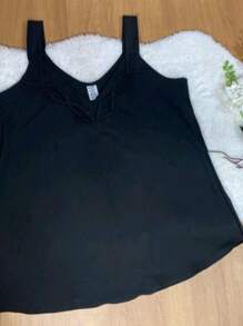 Women's Infinity Tank Top With Wide Straps Plus Size - màu đen - Xem 4