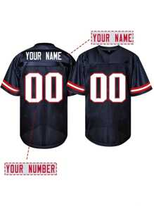 Camiseta de fútbol americano de estilo novio con nombre y número bordado, de cuello en V azul, manga corta, personalizada, para fiestas, entrenamientos, competiciones deportivas, tallas S-XXL, estilo elegante, moda, hipster, casual, minimalista elegante, personalizado, único, disfraz de hombre, armario cápsula, estilo básico/urbano de hombre, regalo ideal para él, novio, familia, amigos, para cumpleaños, vacaciones/feriados, escuela/competición, deportes/escalada