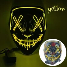 新款LED V形发光面具 - 恐怖面具、角色扮演面具、派对氛围营造用品、派对恶作剧道具、魔术道具、节日活动配件、恶作剧装饰面具、派对化妆舞会3种灯光模式、家庭派对玩具、男女节日道具配件、圣诞节万圣节嘉年华复活节服装面具、精美礼物（不含电池）、圣诞节 - 彩色 - 查看 14
