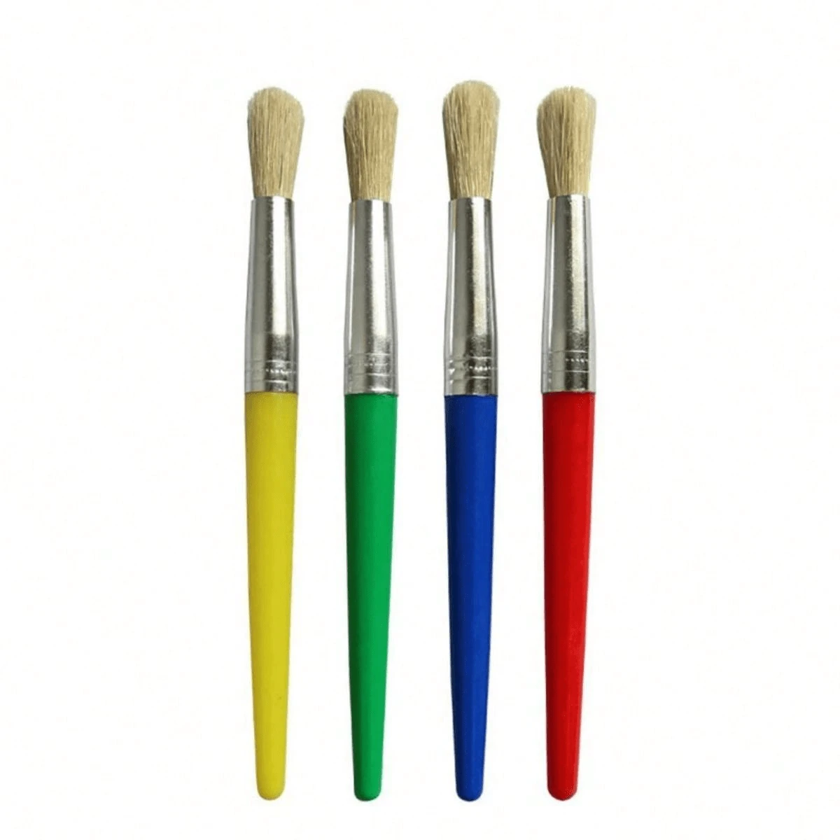 4 Piezas Pincel De Pintura De Cerdas Con Punta Redonda Y Mango De Plástico De Colores, Para Dibujo Y Pintura Al Óleo De Bricolaje - color - Ver 1