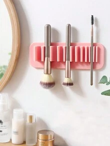 RANCAI 1pc Silicone Makeup Brush Holder, Multi-Functional Makeup Brush Wall-Mounted Rack, Self-Adhesive Mask Brush Non-Slip Drying Rack - Multicolor - View 1