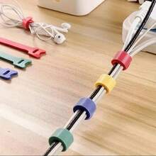 30 piezas Bridas de cable reutilizables y ajustables - cinchos - organizador de cables de microfibra premium con colores surtidos, longitud de 6 pulgadas, diseño de gancho y cierre, y fácil gestión de cables - Multicolor - Ver 7