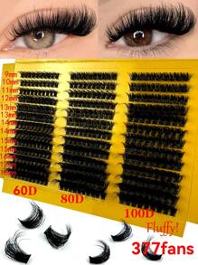 5D Fluffy Lash Clusters 60D+80D+100D Eyelash Clusters Thick Cluster Eyelash Extensions C/D Curl Lashes Clusters 377Pcs Individual Lashes 9-18MM Wispy Cluster Lasheslash Clusters,Eyelash Clusters,Individual Eyelashes,Lashes,Fake Lashes - Black - View 11