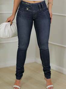 Women Jeans - 藍色 - 查看 4