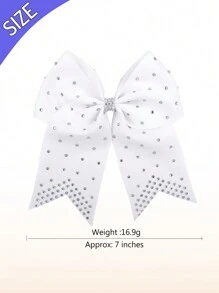 2pcs/Set Girls 7-Inch Crystal Bowknot Hair Scrunchies, Suitable For Daily Use - White - View 3