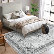 Vintage Printed Carpet Low Pile Soft Carpet Home Decorative Carpet Stain Resistant Non-Slip Foldable Indoor Carpet Washable Area Rug For Living Room Bedroom Dining Room Office - Grey - View 4