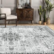 Vintage Printed Carpet Low Pile Soft Carpet Home Decorative Carpet Stain Resistant Non-Slip Foldable Indoor Carpet Washable Area Rug For Living Room Bedroom Dining Room Office - Grey - View 3