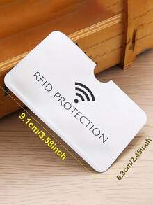 超薄防射频识别钱包屏蔽读卡器锁银行卡夹铝制智能防盗信用卡套保护卡套卡贴纸卡套信用卡套轻便便携式信用卡身份证白领工作者节日周年纪念生日礼物礼品配件礼品送给老师的礼物 - 銀色 - 查看 6