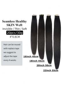 真人接发胶带 20 件/包/30 克 雷米直发隐形胶带接发 适合所有人 10-24 英寸 - S1 - 查看 5