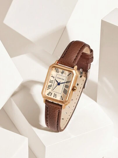 LUCKYFOX ساعة كوارتز مؤشر مستطيل كهدية للطلاب العائدين إلى المدرسة