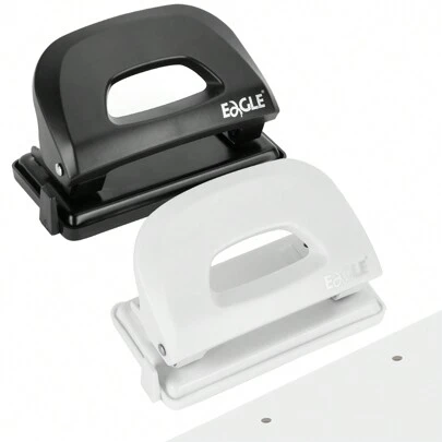 Eagle 2-Loch Papier Locher, kleiner Lochstanzer, Kapazität 12 Blatt, Locher mit Papierführung und leicht zu reinigendem Auffangbehälter, ideal für Büro und Zuhause, Schulanfang