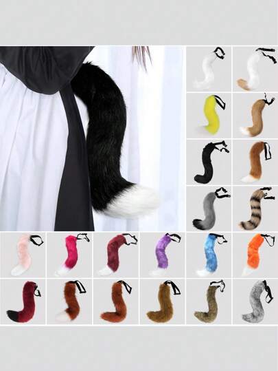 21 colores Diadema con orejas de animal de peluche suave y esponjoso con cola de gato hecha a mano, accesorio de disfraz de cosplay de anime, regalo, accesorio para fiesta y escenario, accesorios de Halloween