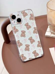 1 件可爱女孩风格蝴蝶结熊图案柔软透明防滑手机壳适用于 11/12/13/14/15 Pro Max 防水防震防摔防刮 - 彩色 - 查看 3