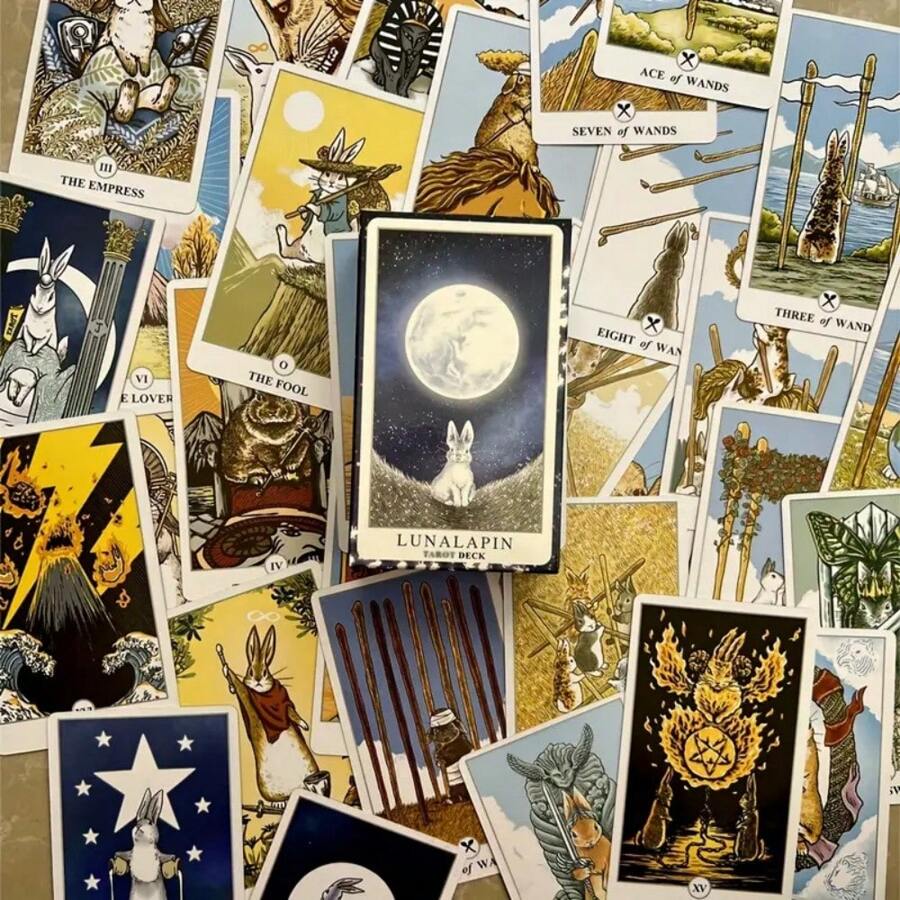 78-Piece Tarot Lunalapin Rabbit Deck: A Very Cute Rabbit Tarot Card, Full Of Creativity And Carefully Crafted Cards - Baby Blue - View 1