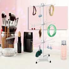 3 Tier Rotating Jewelry Tower Necklaces Hanger Stand Jewelry Holder Keyring Display Rotating Stand Rack For Organize Jewelry Necklaces Earrings Black - Black - View 8