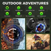 EIGIIS Men's Military Smartwatches (Answer/Make Calls) With LED Flashlight, 3 ATM Waterproof Smartwatch With Over 100 Sports Modes, 1.53 Inch Tactical Fitness Tracker With Heart Rate Sleep Monitor For IOS And Android - Màu xanh lam - Xem 7