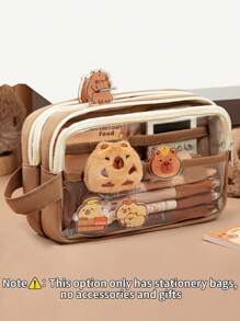1 Peça Bolsa Porta-Canetas Multiuso de Grande Capacidade e Transparente com Zíper, Bolsa de Papelaria à Prova d'Água e Resistente à Sujeira para Estudantes, Pode ser Usada para Armazenar Canetas, Cadernos Pequenos, Fitas e Outros Artigos de Escritório de Mesa, Estojo de Lápis do Conjunto Série Campi de Volta às Aulas, Bolsa de Armazenamento de Cosméticos para Dormitório (Algumas Opções Não Incluem Acessórios!) Volta às Aulas, Estojo de Lápis, Nécessaire, Mochila Escolar