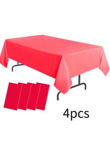 1Pc/4pcs Solid Color Tablecloth, Plastic Tablecloth 54 * 108inch Multi-Color Optional Peva Material, Rectangular Tablecloth, Suitable For Birthday, Wedding, Banquet, Party Desktop Decorations