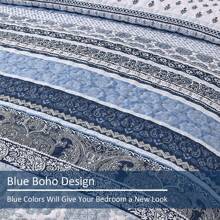 3 Pieces Boho Quilt Set Queen King Size,Navy Blue Bohemian Quilt Sets, Lightweight Summer Bedspread Coverlet Bedding Set For All Season,Home Decor Bedroom Decor Mothers Day Gift Wedding Decorations - 藏蓝色 - 查看 6
