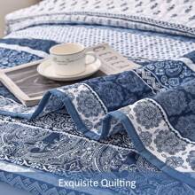3 Pieces Boho Quilt Set Queen King Size,Navy Blue Bohemian Quilt Sets, Lightweight Summer Bedspread Coverlet Bedding Set For All Season,Home Decor Bedroom Decor Mothers Day Gift Wedding Decorations - 藏蓝色 - 查看 5