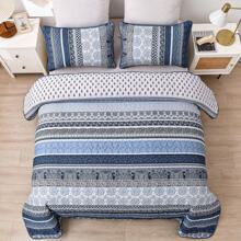 3 Pieces Boho Quilt Set Queen King Size,Navy Blue Bohemian Quilt Sets, Lightweight Summer Bedspread Coverlet Bedding Set For All Season,Home Decor Bedroom Decor Mothers Day Gift Wedding Decorations - 藏蓝色 - 查看 2