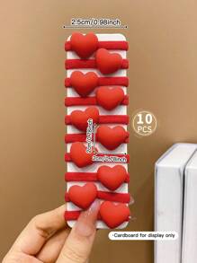 Juego de 10 coleteros con diseño de corazón rojo, accesorios para el cabello de niña que no dañan el cabello