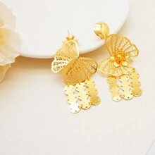 Dubai Luxury Big Tassel Body Jewelry Sets Bridal Party Long Golden Plated African Big Necklace Earring Bangle Ring Set - BJW237-cC4 - View 4