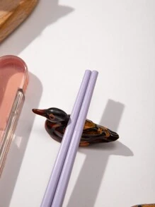 1/5双马卡龙色樱花筷子。可爱鸭子造型筷子架。玻璃纤维+PET材质筷子，ABS树脂筷子架。寿司筷子。中式餐具。适合家庭和餐厅使用。精美礼品。圣诞礼物，学校用品 - 彩色 - 查看 7