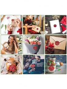 Bộ 500 miếng/cuộn nhãn dán hoạt hình Giáng sinh vui vẻ - Ông già Noel, Bông tuyết, Quà tặng, Nhãn dán niêm phong táo - 2,5cm * 2,5cm - Xem 3