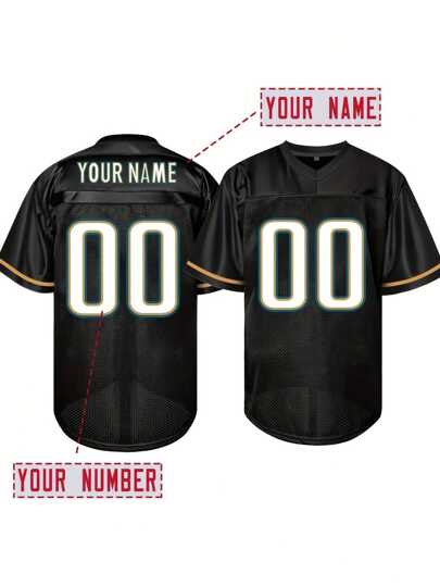 Customized Name And Number Boyfriend Style Men's Embroidered American Football Jersey Jacksonville Black V-Neck Personalized Short Sleeved Shirt Party Game Training Competition Sports Top DIY S-XXL,Stylish,Fashion,Hipster,Casual,Minimal Chic,Personalized,Customized,Custom,Unique,Guy Costumes,Capsule Wardrobe,Men Basic/Street Style,Ideal Gifts For Him,Boyfriend,Family,Friends,For Birthdays,For Vacation/Holiday,For School/Competition,For Sports/Climbing