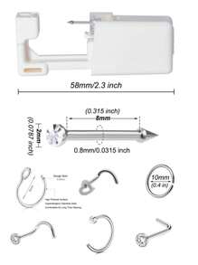7pcs/Set Disposable Fashion Nose Piercing Gun Kit With Heart & Round Shape Replacement Nose Studs, Comfortable Valentines,Mom,Mother,Mother's Day,Gift