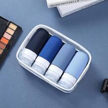 4 Stücke Set TSA zugelassene 60ml Reiseflaschen, auslaufsichere nachfüllbare Reisegrößen Toilettenartikel Behälter mit Kosmetiktasche, unerlässlich für Reisesaison und Kreuzfahrt