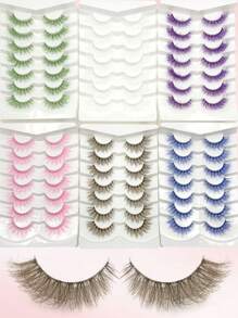 ENCHUW 7 Pairs Color Lashes With Clear Band Lashes Halloween Natural Look Wispy Silky Lashes Eye Lashes Makeup Extension False Eyelashes Strip Lashes,Lashes,Eyelashes,Fake Lashes - Natural Lashes - View 1
