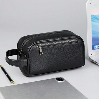 Nuevo bolso de embrague de moda para hombres con candado con contraseña y múltiples bolsillos, bolso de mano para teléfono y accesorios, adecuado para ocasiones de negocios y casuales, esenciales de vacaciones para viaje, accesorios de otoño, antirrobo, portátil, ligero, regalo