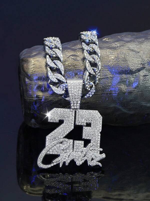 1 Stück Miami Herren Ketten Anhänger Nummer 23, Hip Hop Mode Schmuck mit Strass