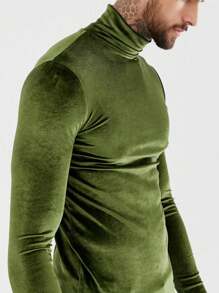 男士休闲天鹅绒保暖长袖 T 恤 - 彩色 - 查看 2