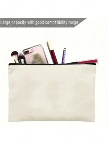 Flowers, Butterflies, Bows, Halloween, Christmas, Clutch, Coin Purse, Toiletries, Makeup Bag, DIY, Send Girlfriend, Valentine's Day, Send Mom, Mother's Day, Travel, Bag, Women's Bag, Travel Essentials, Cloth Bag, Custom Name, Autumn New Fashion, Christmas Gifts, Holiday Essentials - Beige - View 6