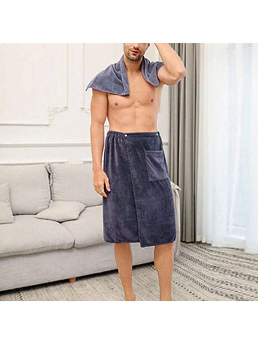 Men's Body Bath Wrap Towel Adjustable Sauna Towels Spa Wrap Shower With Towel - Xám - Xem 1