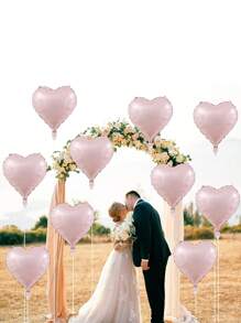 18-Inch Pink Heart Shaped Balloons, Large Faux Pearl Pink Heart Foil Balloons, Soft Pink Helium Balloons, Suitable For Boho Style Women's Birthday, Wedding, Back To School Season And Valentine's Day - Pink - View 6