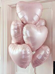 18-Inch Pink Heart Shaped Balloons, Large Faux Pearl Pink Heart Foil Balloons, Soft Pink Helium Balloons, Suitable For Boho Style Women's Birthday, Wedding, Back To School Season And Valentine's Day - Pink - View 4