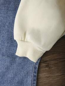 1 Stück Locker sitzender Rundhalsausschnitt Sweatshirt mit Rüschenärmeln in Weiß für Kleine Mädchen, Herbst/Winter - Beige - Übersicht 6